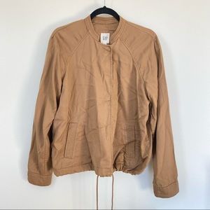 Womens gap Lyocell soft flowy lightweight Bomber Jacket camel size M